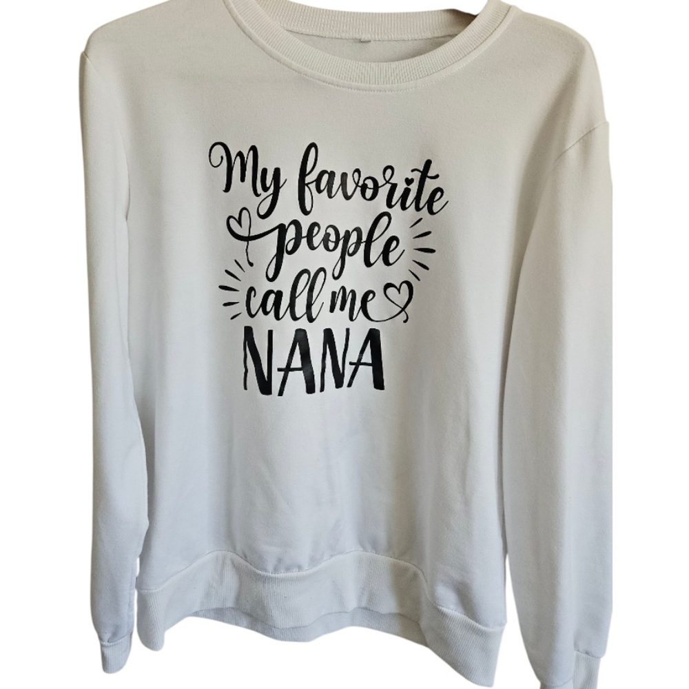 White Graphic Women's Sweat Shirt Womens Size Large